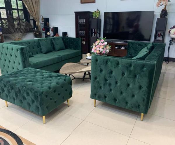 GHẾ SOFA BỘ CHÂN INOX MẠ VÀNG